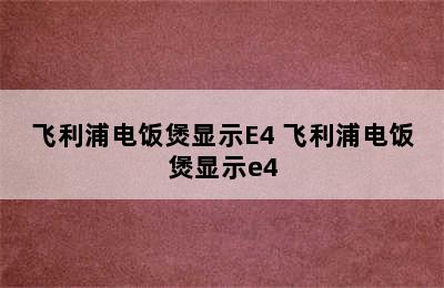 飞利浦电饭煲显示E4 飞利浦电饭煲显示e4